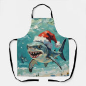 Vintage Shark with Santa Hat Christmas Art Schürze (Vorderseite)