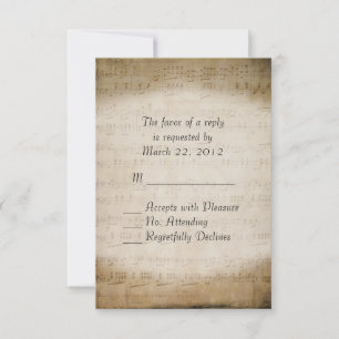 Vintage Sheet Music Custom UAWG RSVP Karte