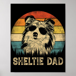 Vintage Sheltie Dad Hunde Liebhaber Vatertag Tee Poster