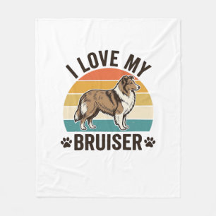 Vintage Sheltie Hund Ich liebe meinen Bruiser Retr Fleecedecke