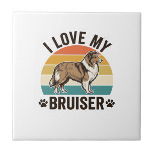 Vintage Sheltie Hund Ich liebe meinen Bruiser Retr Fliese