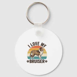 Vintage Sheltie Hund Ich liebe meinen Bruiser Retr Schlüsselanhänger