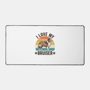 Vintage Sheltie Hund Ich liebe meinen Bruiser Retr Schreibtischunterlage