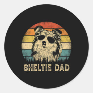 Vintage Sheltie Papa Hunde Liebhaber Vatertag Tee Runder Aufkleber