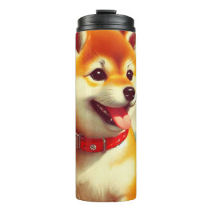 Vintage-Shiba-Inu-Gemälde Thermosbecher