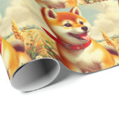 Vintage Shiba Inu Malerei Geschenkpapier (Rolleneckpunkt)