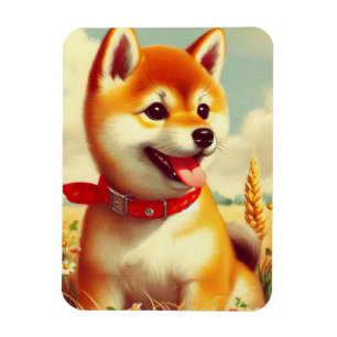 Vintage Shiba Inu Malerei Magnet