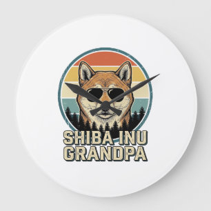 Vintage-Shiba-Inu-Opa-Hund-Shirt-Design_1 Große Wanduhr
