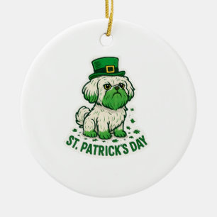 Vintage-Shih-Tzu-Kobold St. Patrick's Day Keramik Ornament