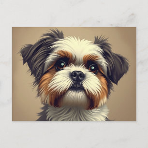 Vintage-Shih-Tzu-Porträt Postkarte