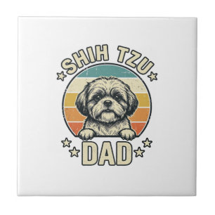 Vintage-Shih-Tzu-Vater-Hunde-Liebhaber-Shirt-Desig Fliese