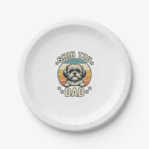 Vintage-Shih-Tzu-Vater-Hunde-Liebhaber-Shirt-Desig Pappteller
