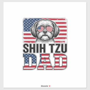Vintage-Shih-Tzu-Vater-patriotisches-Hunde-Shirt-D Aufkleber