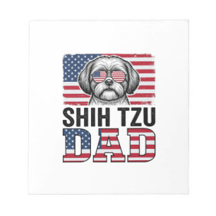 Vintage-Shih-Tzu-Vater-patriotisches-Hunde-Shirt-D Notizblock