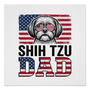 Vintage-Shih-Tzu-Vater-patriotisches-Hunde-Shirt-D Poster