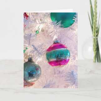 Vintage Shiny Brite Ornamente auf der White Tree C Karte