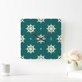 Vintage Ship Wheel Quadratische Wanduhr (Zuhause)