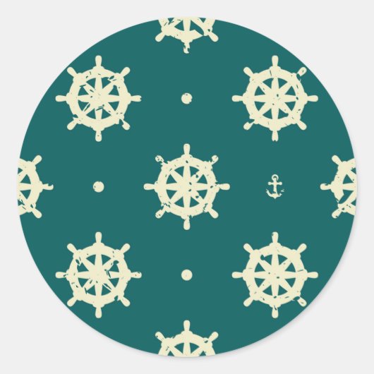 Vintage Ship Wheel Runder Aufkleber (Vorderseite)