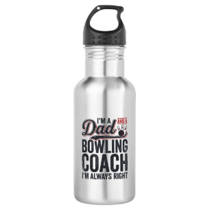 Vintage-Shirt-Design: Dad Bowling Coach hat immer  Edelstahlflasche