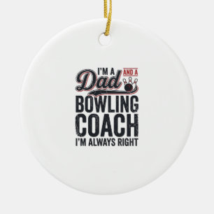Vintage-Shirt-Design: Dad-Bowling-Coach hat immer  Keramik Ornament