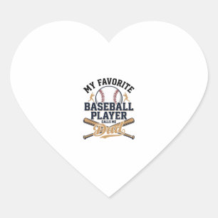 Vintage-Shirt-Design Lieblingsspieler Baseball-Vat Herz-Aufkleber