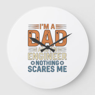 Vintage-Shirt-Design Papa Ingenieur Nichts Schreck Große Wanduhr