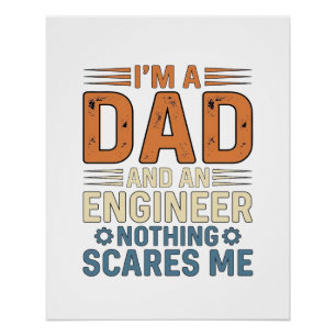 Vintage-Shirt-Design Papa Ingenieur Nichts Schreck Poster