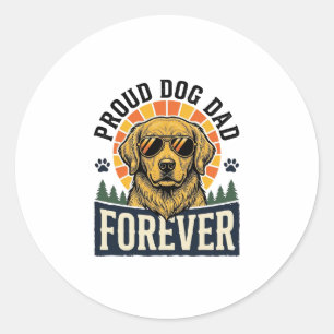 Vintage-Shirt 'Dog Dad' Golden Retriever Retro-Des Runder Aufkleber