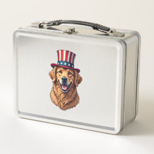 Vintage-Shirt Golden Retriever zum vierten Juli 4 Metall Brotdose