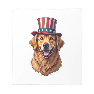 Vintage-Shirt Golden Retriever zum vierten Juli 4 Notizblock