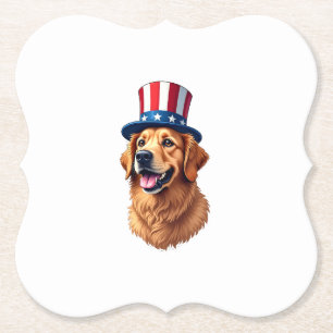 Vintage-Shirt Golden Retriever zum vierten Juli Untersetzer