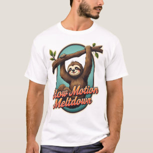 Vintage-Shirt mit lustigem Faultier und Slow-Meltd T-Shirt