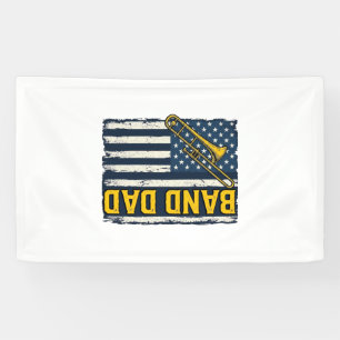 Vintage-Shirt mit Posaune und amerikanischer Flagg Banner
