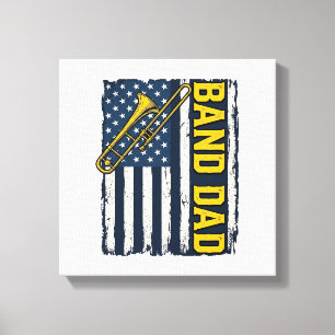 Vintage-Shirt mit Posaune und amerikanischer Flagg Leinwanddruck