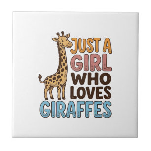 Vintage-Shirt: Nur ein Mädchen, das Giraffen liebt Fliese