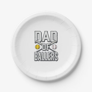 Vintage-Shirt Papa der Baller Softball und Basebal Pappteller