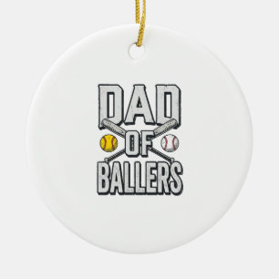 Vintage-Shirt Papa der Ballerinas Softball und Bas Keramik Ornament