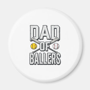 Vintage-Shirt Papa der Ballerinas Softball und Bas Magnet