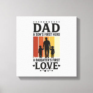 Vintage-Shirt Vater Sohn Erster Held Tochter Erste Leinwanddruck