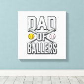Vintage-Shirt: Vater von Ballers Softball und Base Leinwanddruck (Insitu (Holzboden))