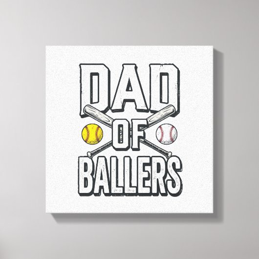 Vintage-Shirt: Vater von Ballers Softball und Base Leinwanddruck (Vorderseite)