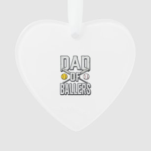 Vintage-Shirt: Vater von Ballers Softball und Base Ornament