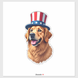 Vintage-Shirt zum 4. Juli Golden Retriever Aufkleber