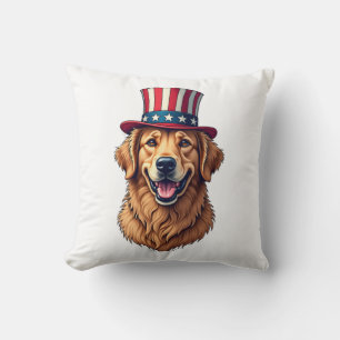 Vintage-Shirt zum Vierten Juli Golden Retriever 4 Kissen