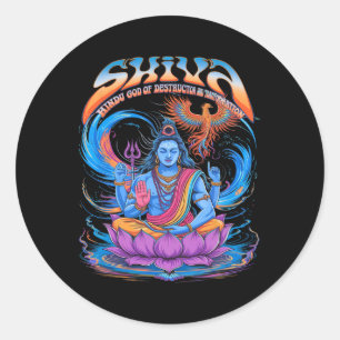 Vintage-Shiva-Druck Hindu-Gott spirituell Runder Aufkleber