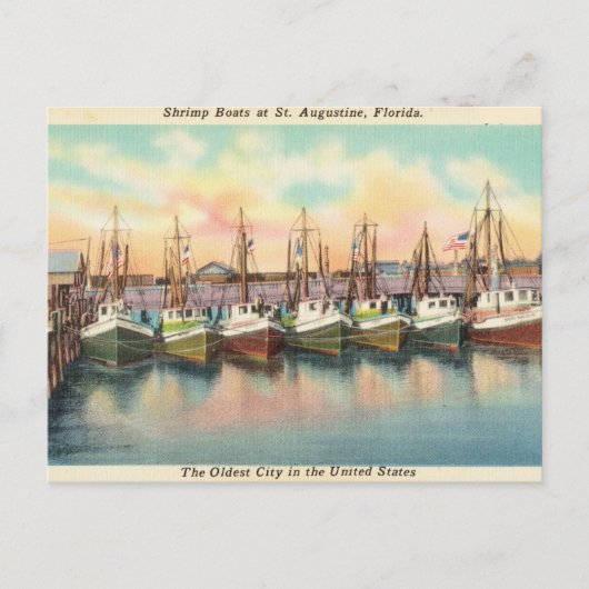 Vintage Shrimpenboote, St. Augustine Florida Postkarte (Vorderseite)