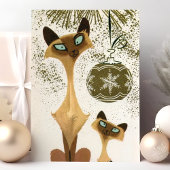 Vintage siamesische Weihnachtskatzen Feiertagskarte