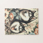 Vintage sibirische Husky-Illustration Puzzle (Horizontal)