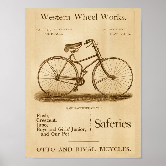 Vintage Sicherheitsfahrräder Werbeplakat Poster (Vorne)