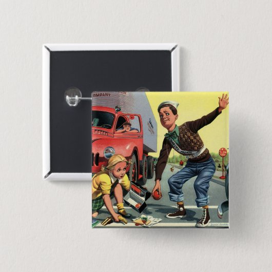 Vintage Sicherheitspatrouille Button (Vorne & Hinten)